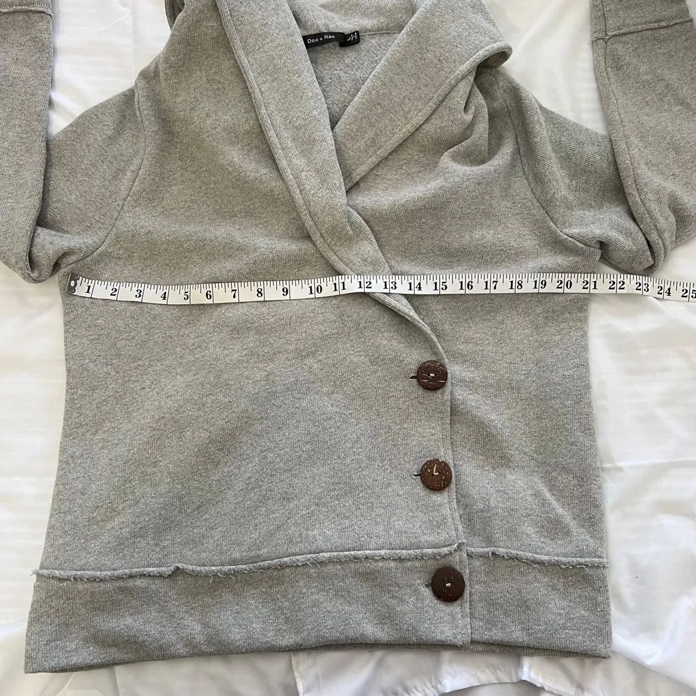 Doe & Rae Gray Hooded‎ Button Front Cardigan Sweater Jacket Cozy Cotton Blend-L - Image 7