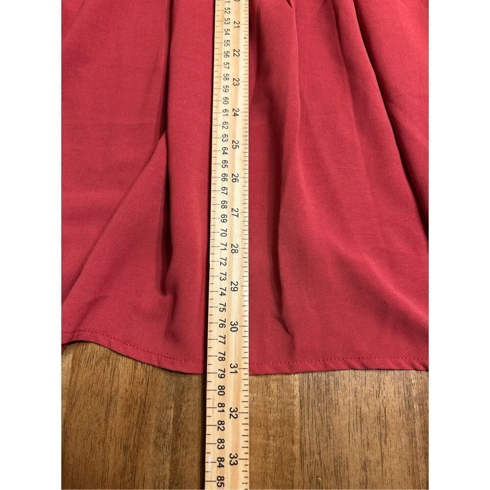 Missguided Women's Puff Sleeve Wrap Over Skater Dress Burgundy Size US:4 NWT - Image 9