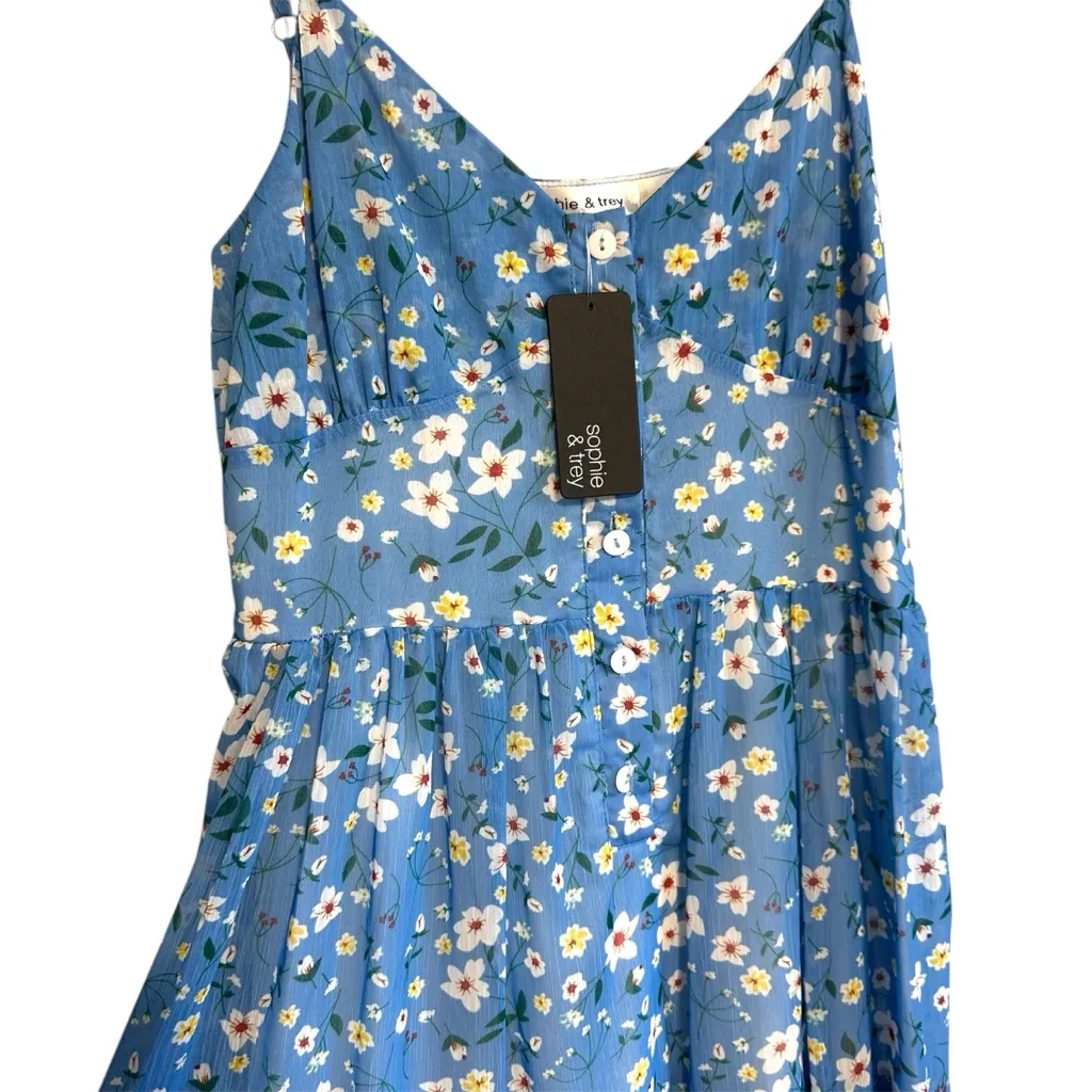 NWT Sophie &Trey Floral Blue Dress Size Medium - Image 3