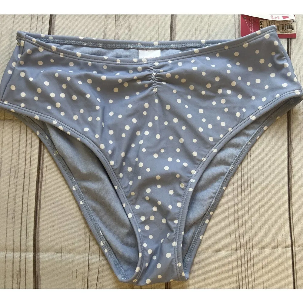 Xhilaration Juniors' Cinch-Front High Leg High Waist Bikini Bottom Blue Large - Image 3