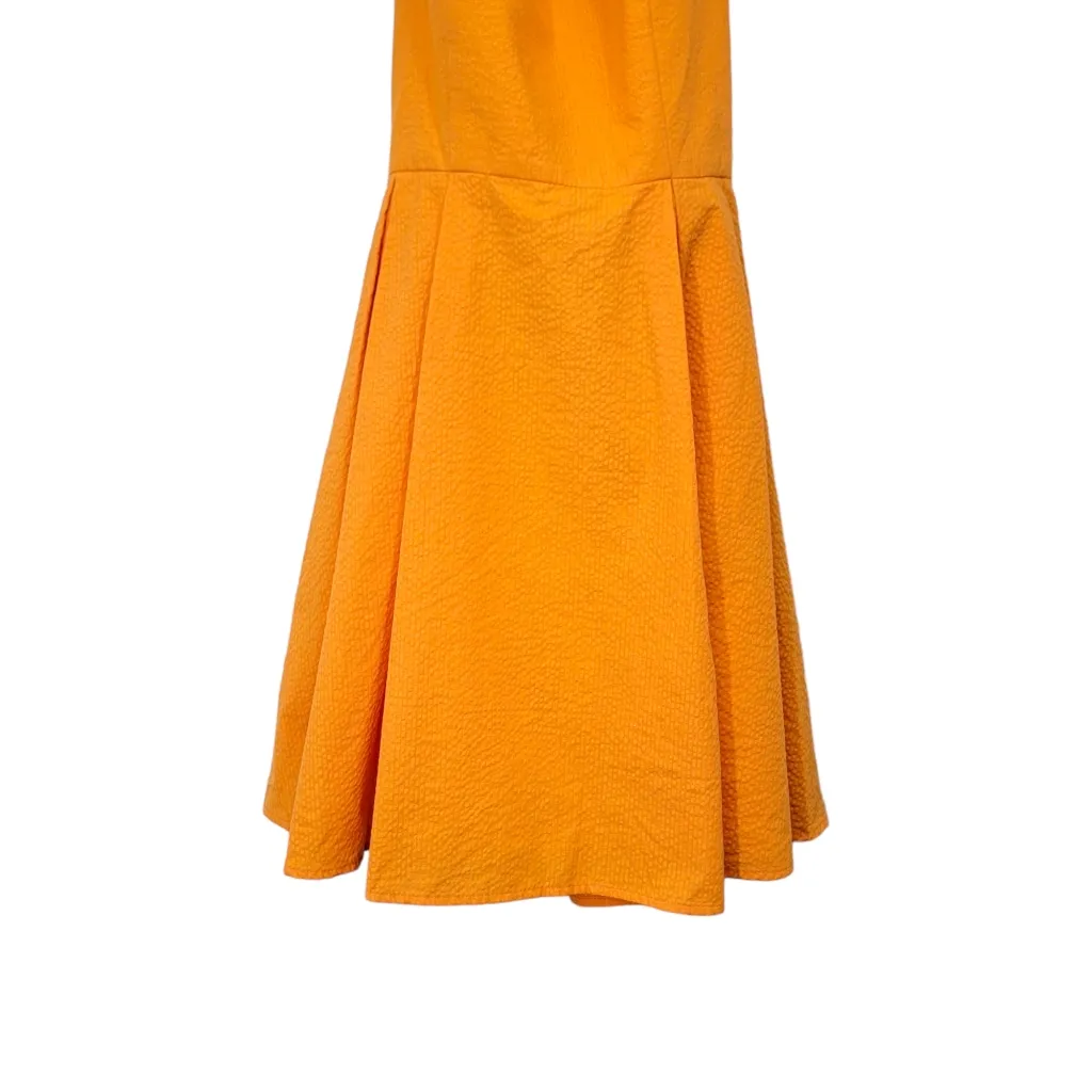 Lauren James Livingston Orange Halter Seersucker Gauze Midi Dress NWT Size Small - Image 4