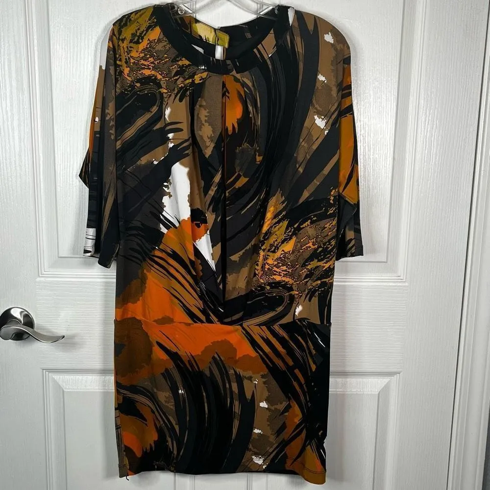 Cache Abstract Dress Sz 4 Pleated Top Bodycon Bottom - Image 16