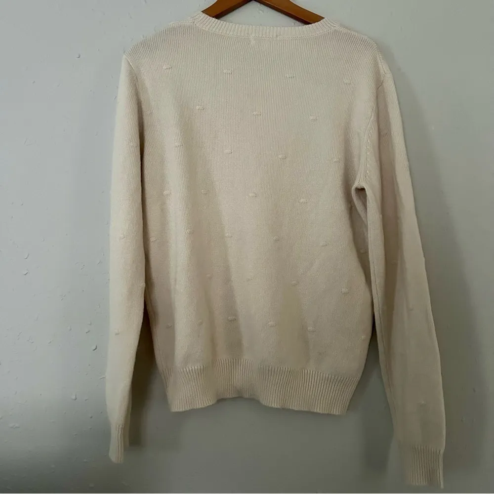 Indie Cream Textured Crew Neck Sweater XL Fall Comfy Basic Classic Minimalist - Image 2