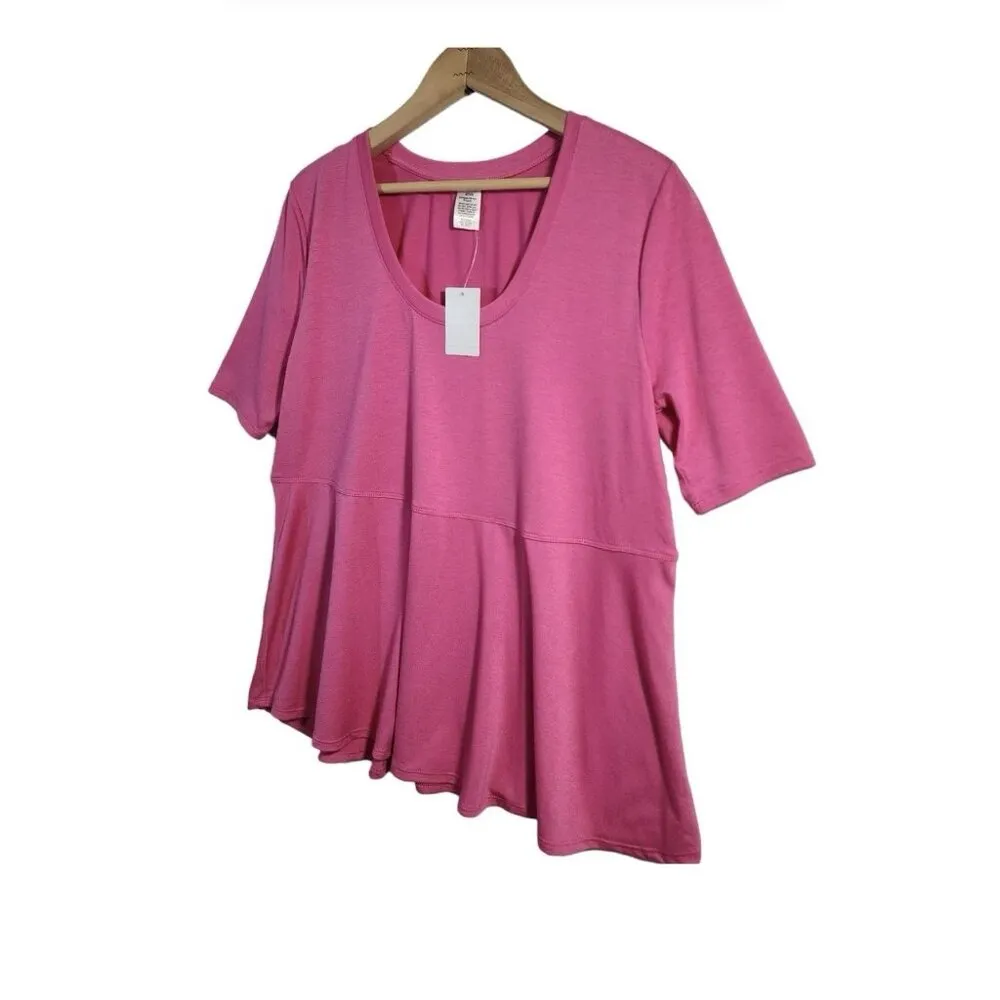 2x$18 West Loop Size XL High Waist Tunic Top Short Sleeve Swing T Shirt Pink New - Image 2