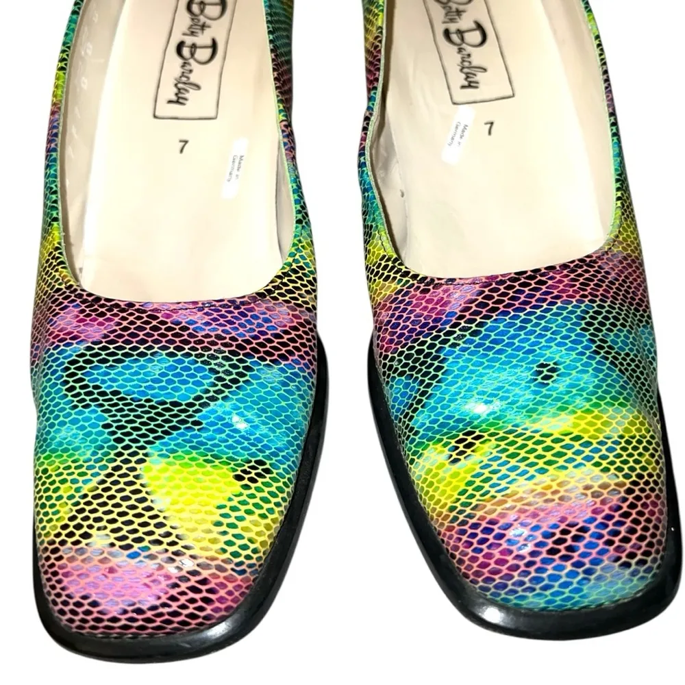 Betty Barclay Colorful Block Heel Pumps 2.5” heels Blue Size 7 - Image 4
