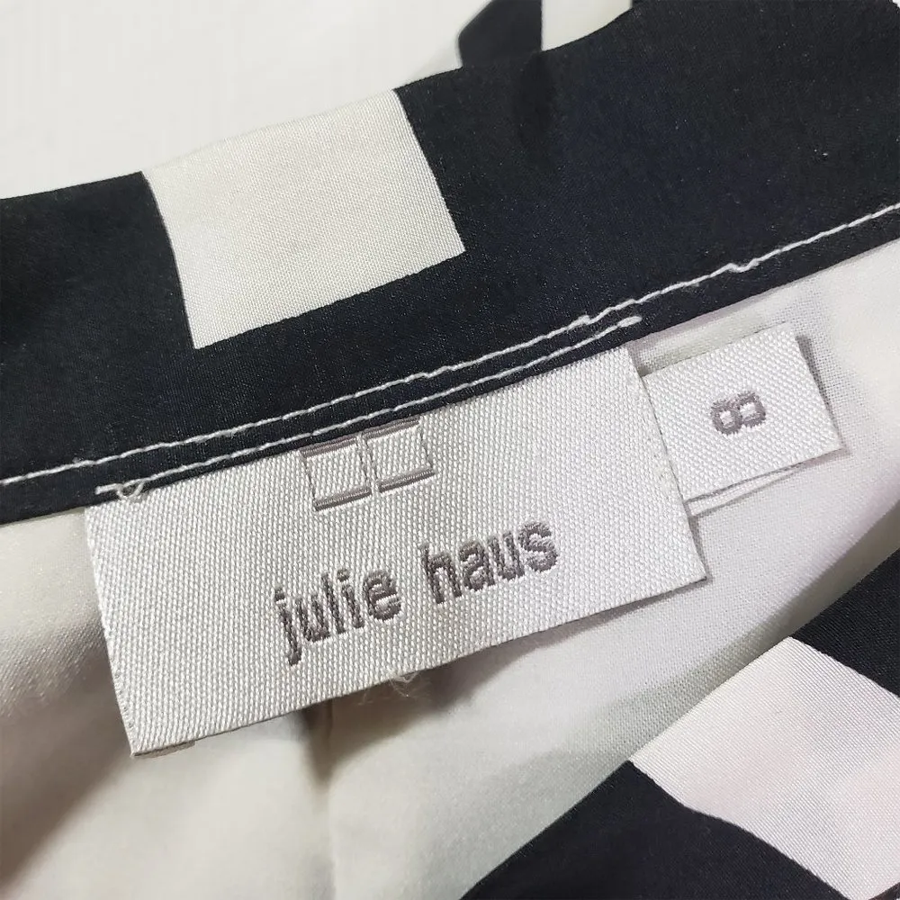 JULIE HAUS Size 8 White, Black Abstract Print Pleated, A - Image 4