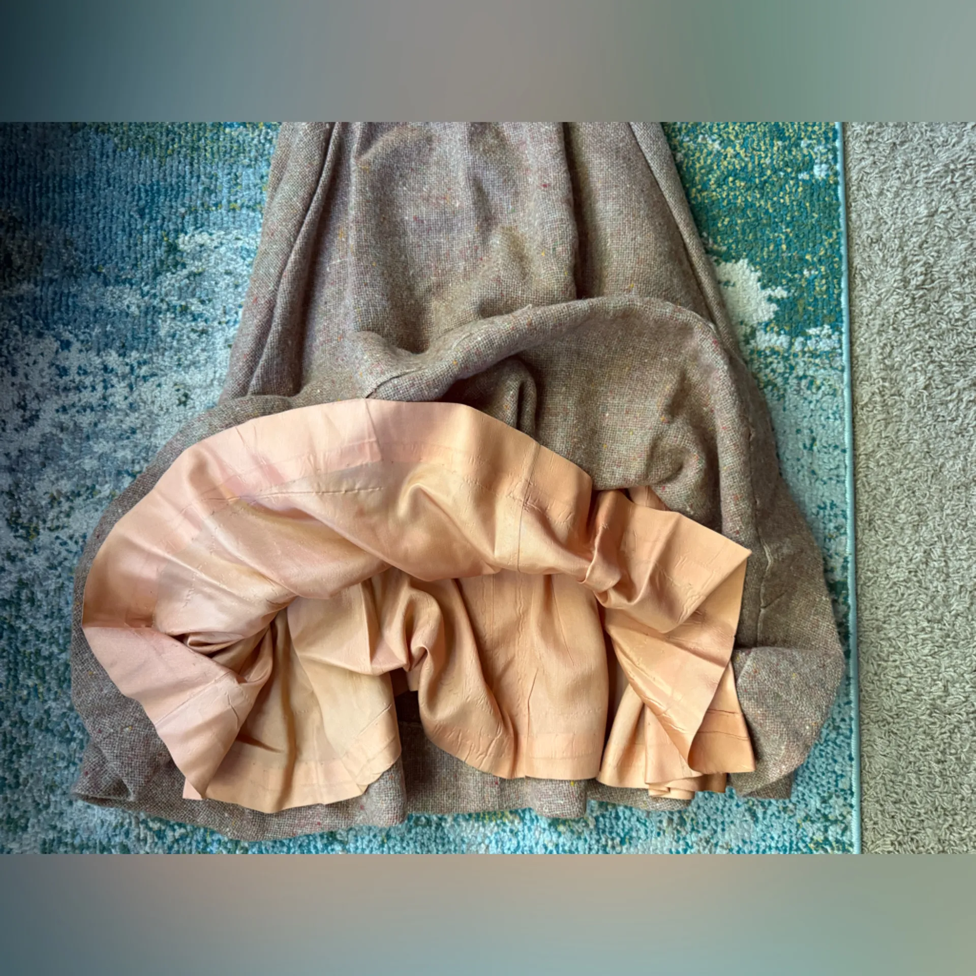 Vintage 60/70s Casual Corner tweed skirt blazer suit set, size medium Orange - Image 14