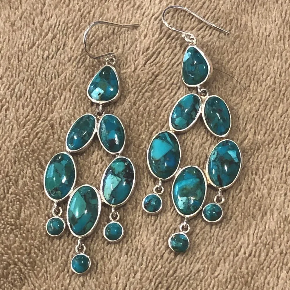 SILPADA Turquoise Sterling Silver Chandelier Vieques Drop Dangle Earrings W3289 - Image 3
