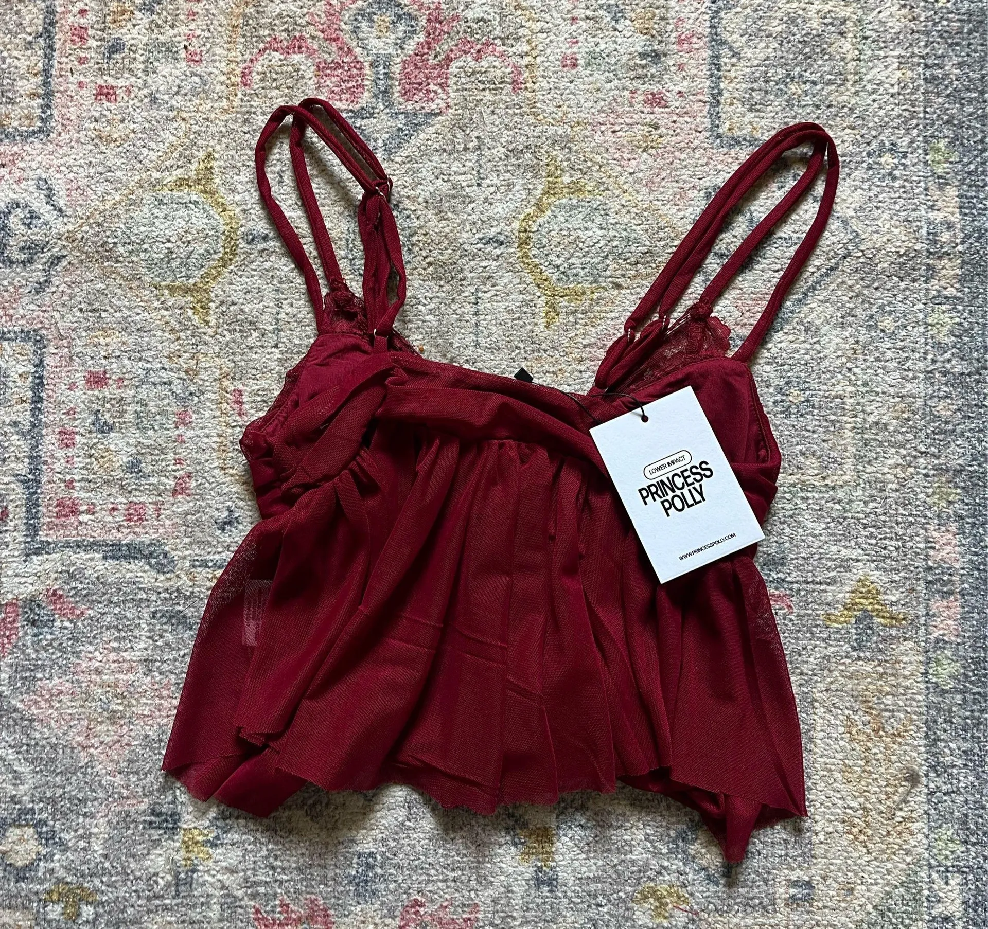 Princess Polly Corella Top Burgundy - Image 2