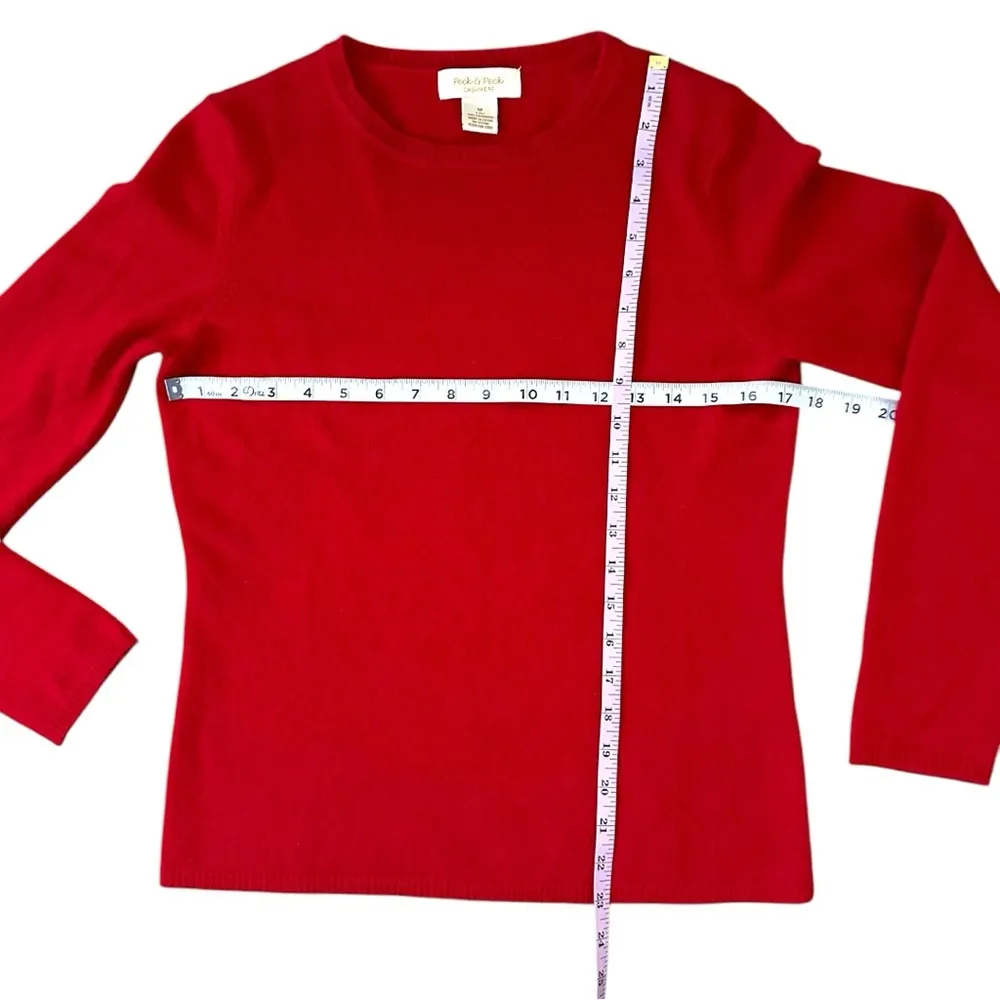 Peck & Peck Size Medium 100% Cashmere Red Pullover Long Sleeve Sweater - Image 3