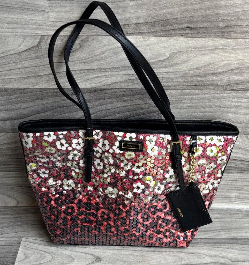 Nine West Floral Black and Pink Tote - Image 2