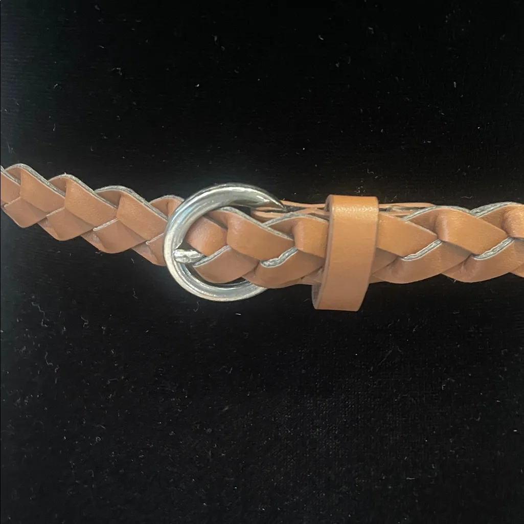 Braided Tan leather Belt size 16 like new - Image 2