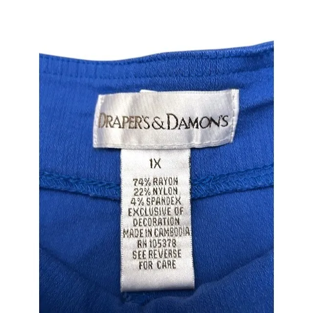 Drapers & Damons 1X Blue Capri Pants‎ High Rise Casual Coastal Cruise Vacation - Image 4