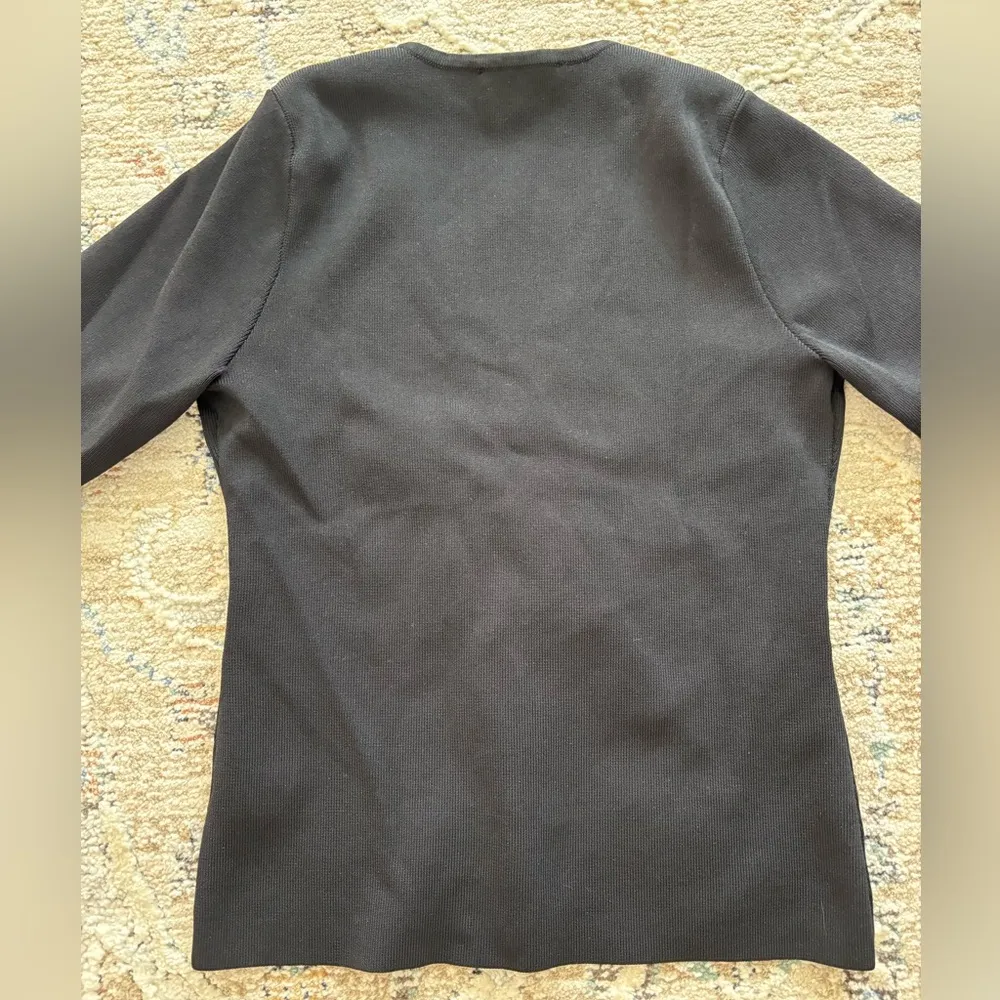 ASTR The Label‎ Women's Ribbed Tie Front V Neck Sweater Size Large Black - Image 3