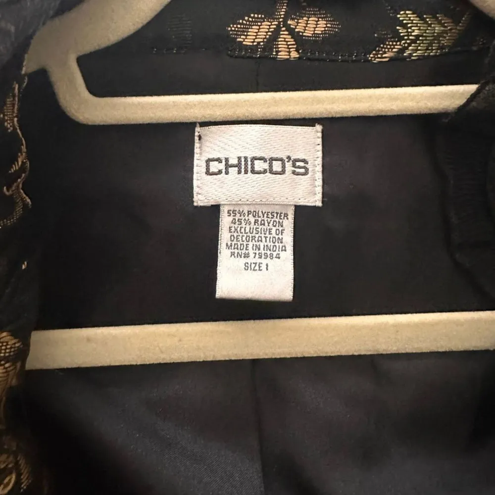 CHICOS Floral Embroidered Garden Blazer Sz 1 (M)‎ - Image 4