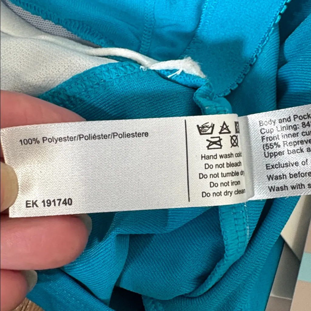 Amoena Key West One Piece Swimsuit Mastectomy Aqua Blue‎ size 10 Cup B NWT Blue - Image 10