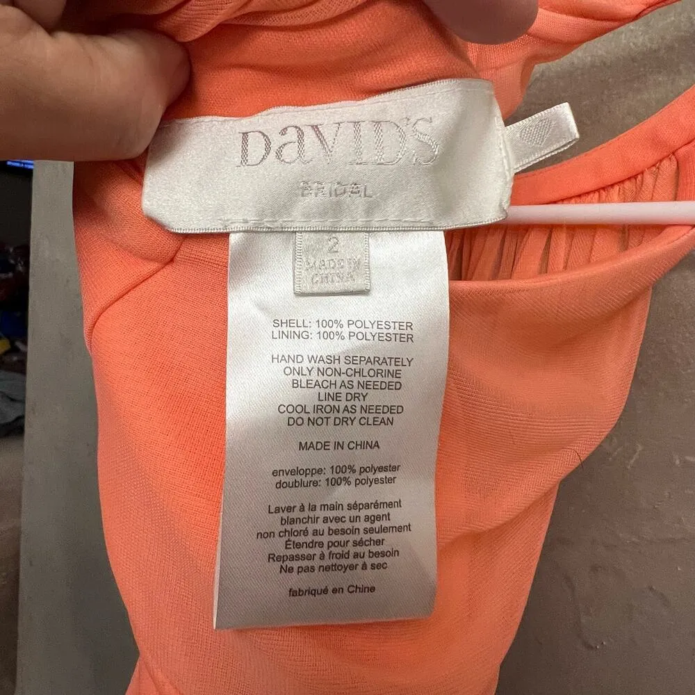 NWT David's Bridal Dress Size 2 Coral Reef Homecoming Prom Wedding Orange Peach - Image 16