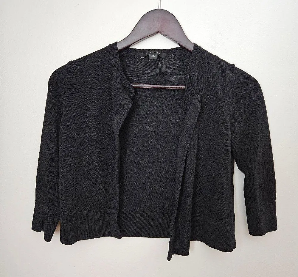 Ann Taylor Cardigan Sweater Short Business Casual Neutral Black Knit Classic - Image 10