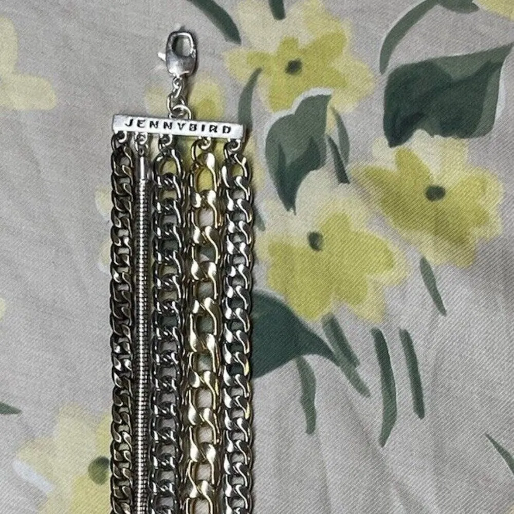 Jenny Bird Austin Cuff Mixed Metals Stacked 5 Chain Bracelet Brand New - Image 15