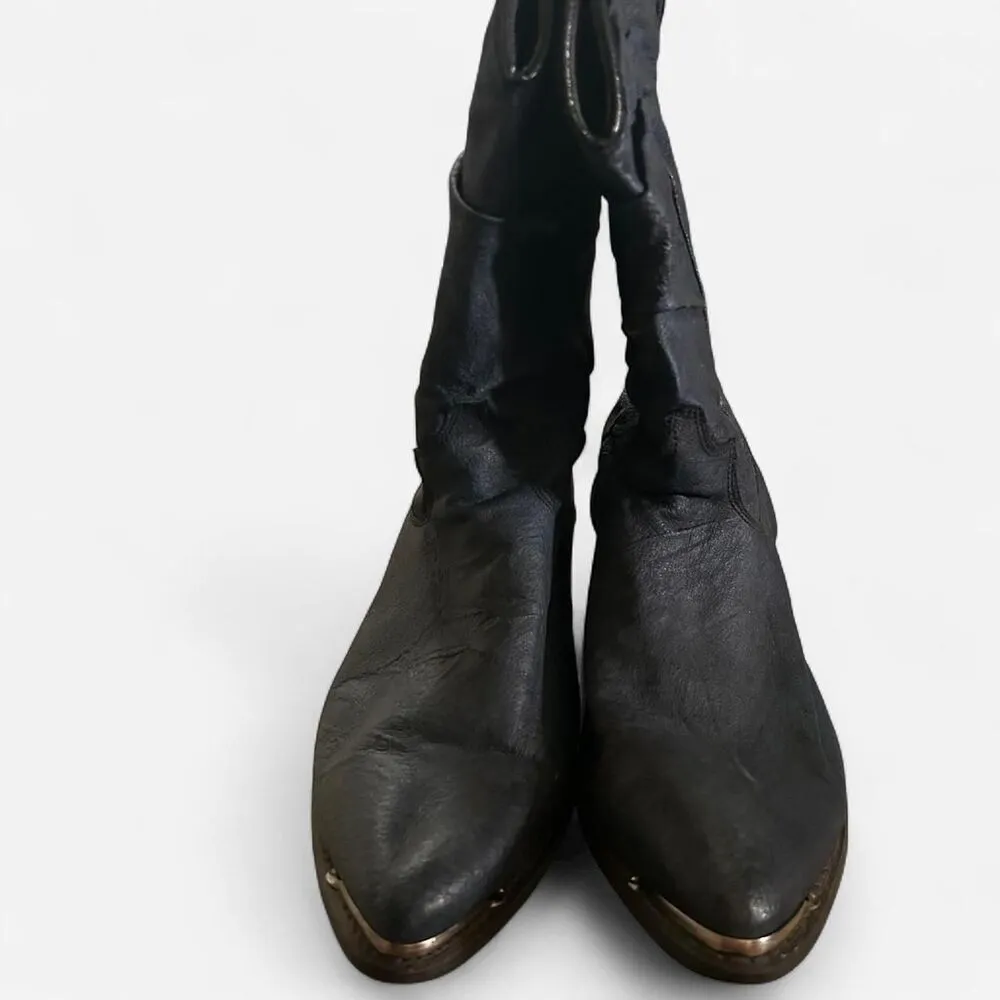 Dingo vintage blue black silver soft slouchy leather western cowboy boots 9 - Image 4