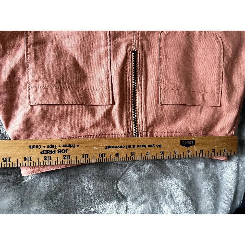 Madewell size 4 denim mini skirt zip-up peach color raw hem sexy summery - Image 5