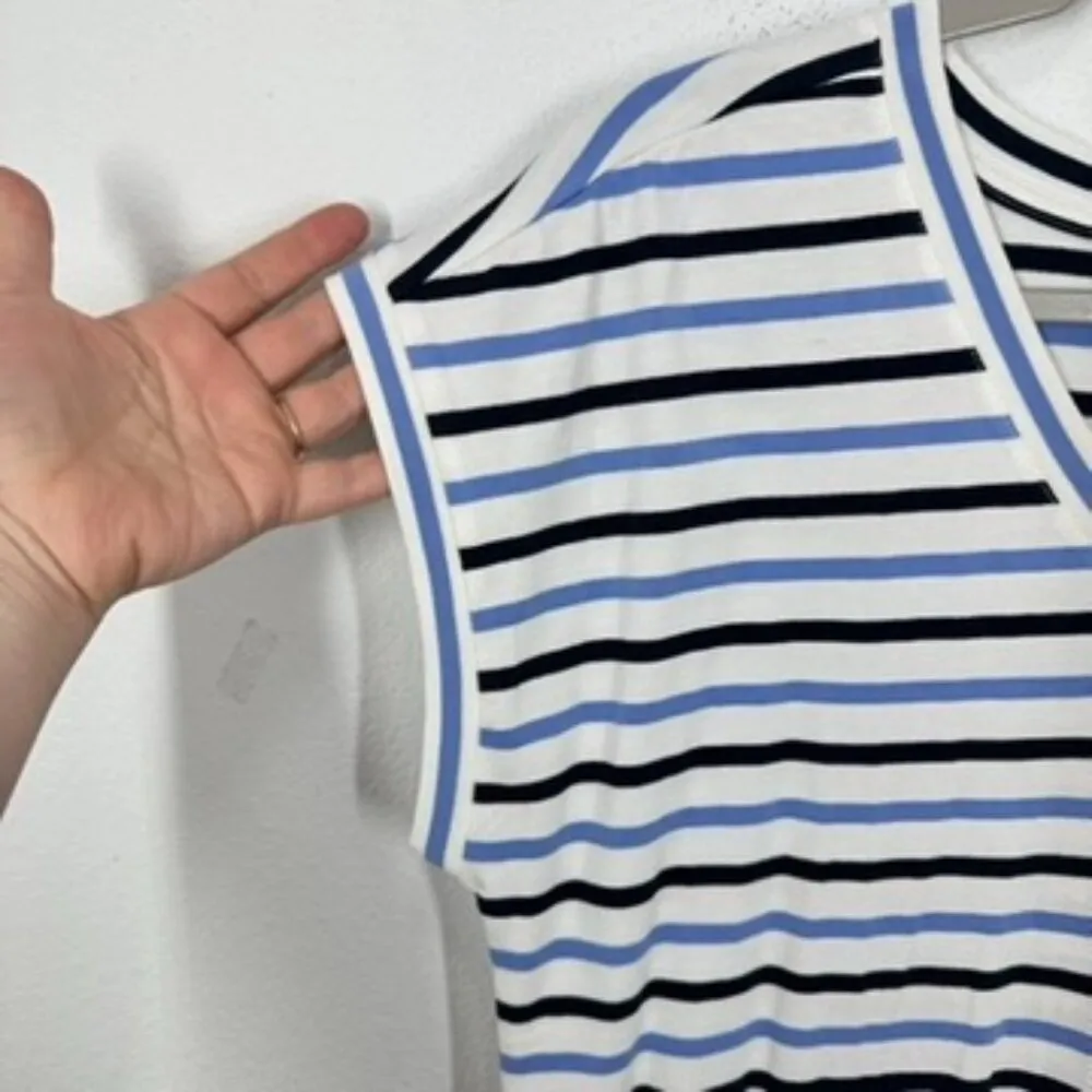 Caslon White Blue Navy Striped Muscle Tee Casual Essential Women's Size XS NWT‎ - Image 4