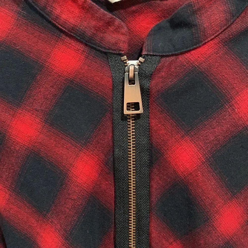 Soft Surroundings Black Red Buffalo Plaid Manchester Flannel Zip Up Tunic- Med - Image 4