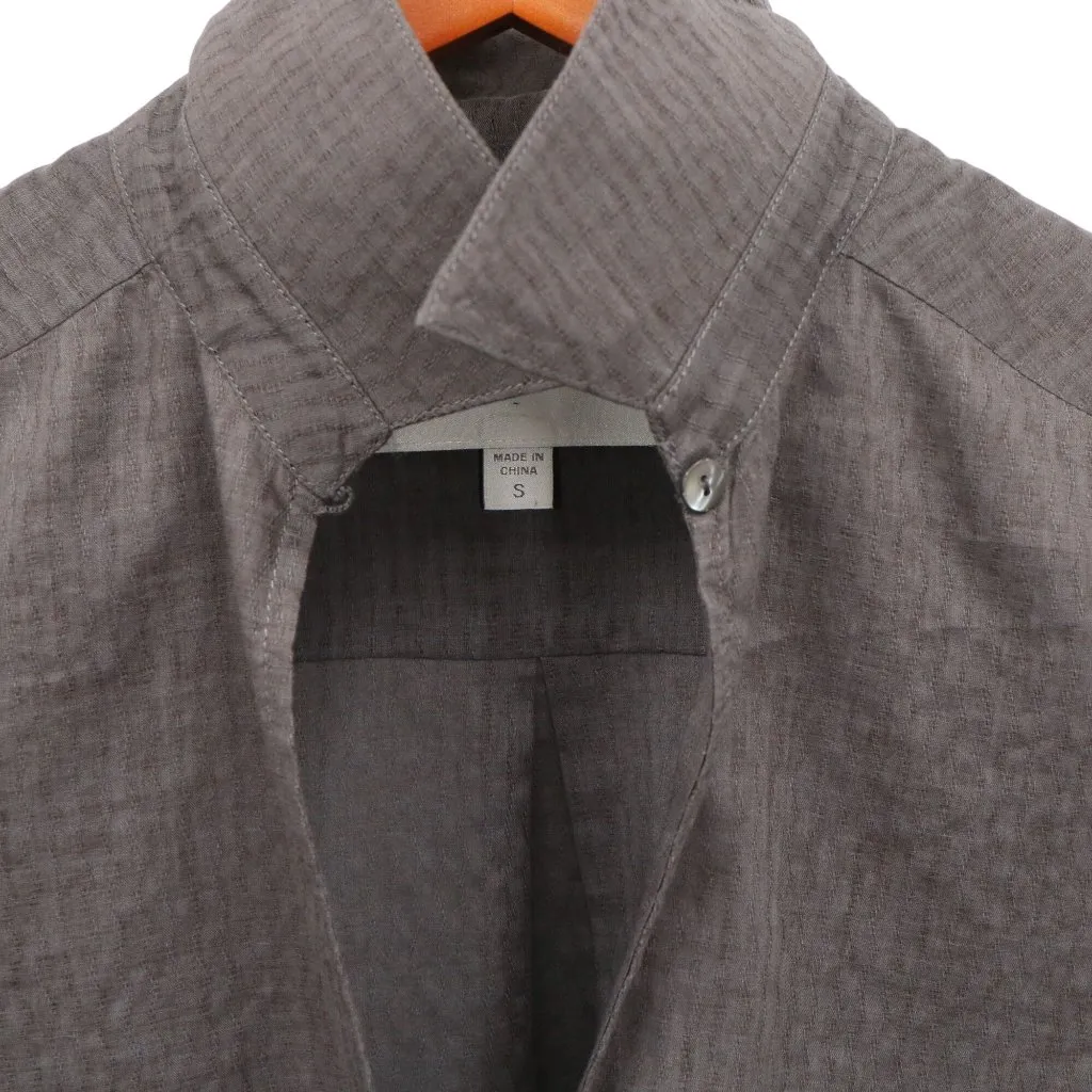 Brochu Walker Collared Top Blouse Shirt Cotton Popover Long Sleeve Gray S - Image 3