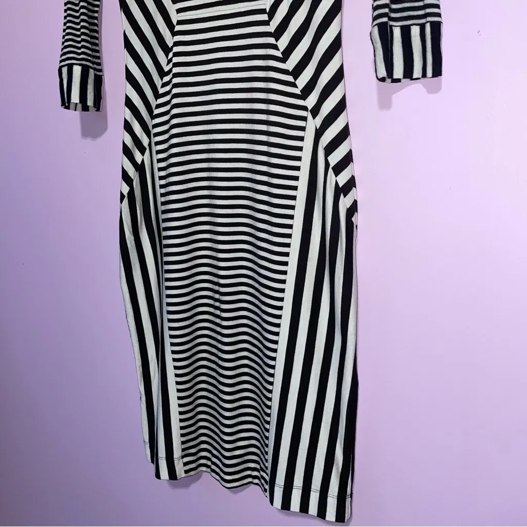 DVF Haven Midi Dress Women S Wool Sheer Bodycon Office Geometric Stripe Career - Image 5
