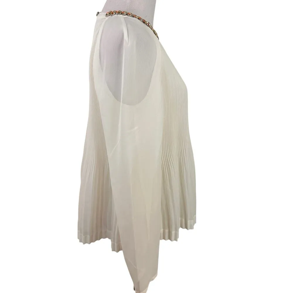 Ted Baker Lovina Bejeweled Accordion Pleated Top Size 2 - Image 8