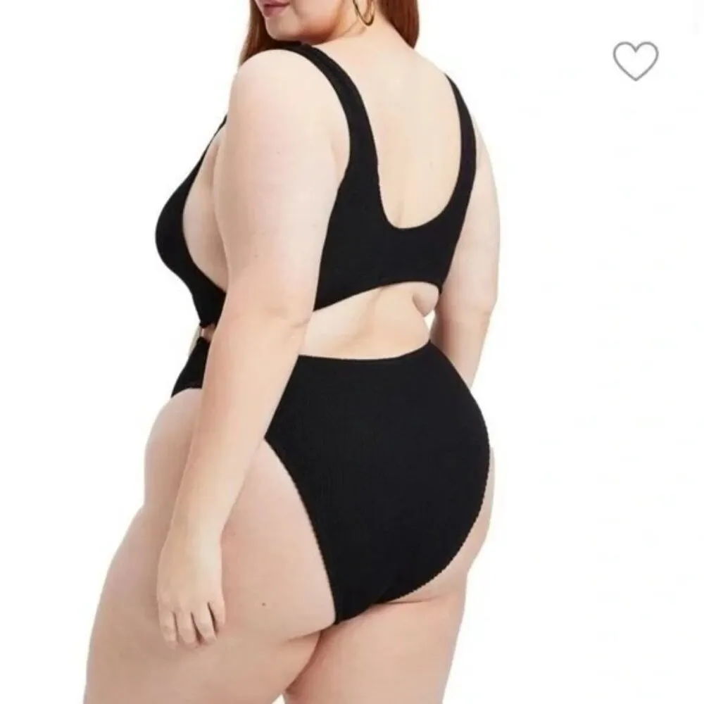 Good Americian One Piece Plus 7/8 4XL 5XL Always Fits Monokini Cut Out Black NWT - Image 5