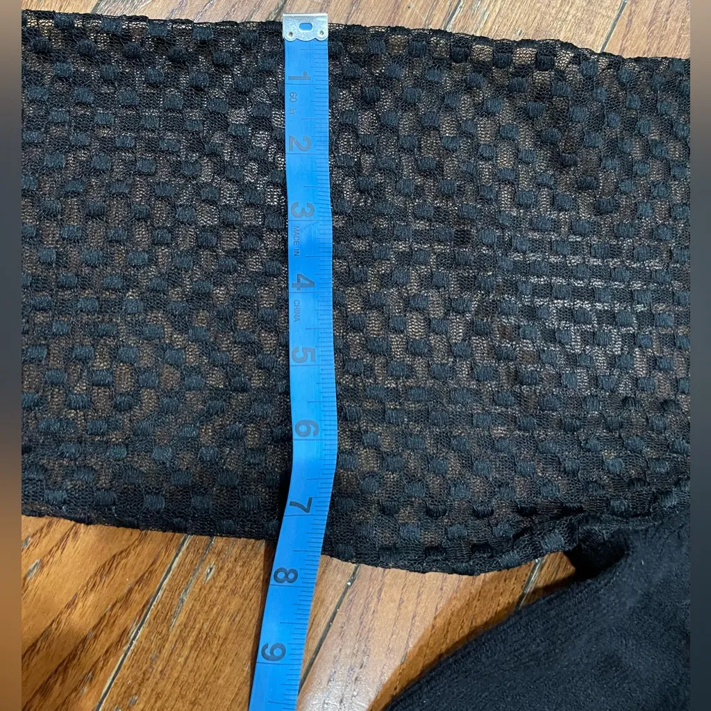 Marled Black Turtleneck Sweater with Sheer Sleeves - Image 7