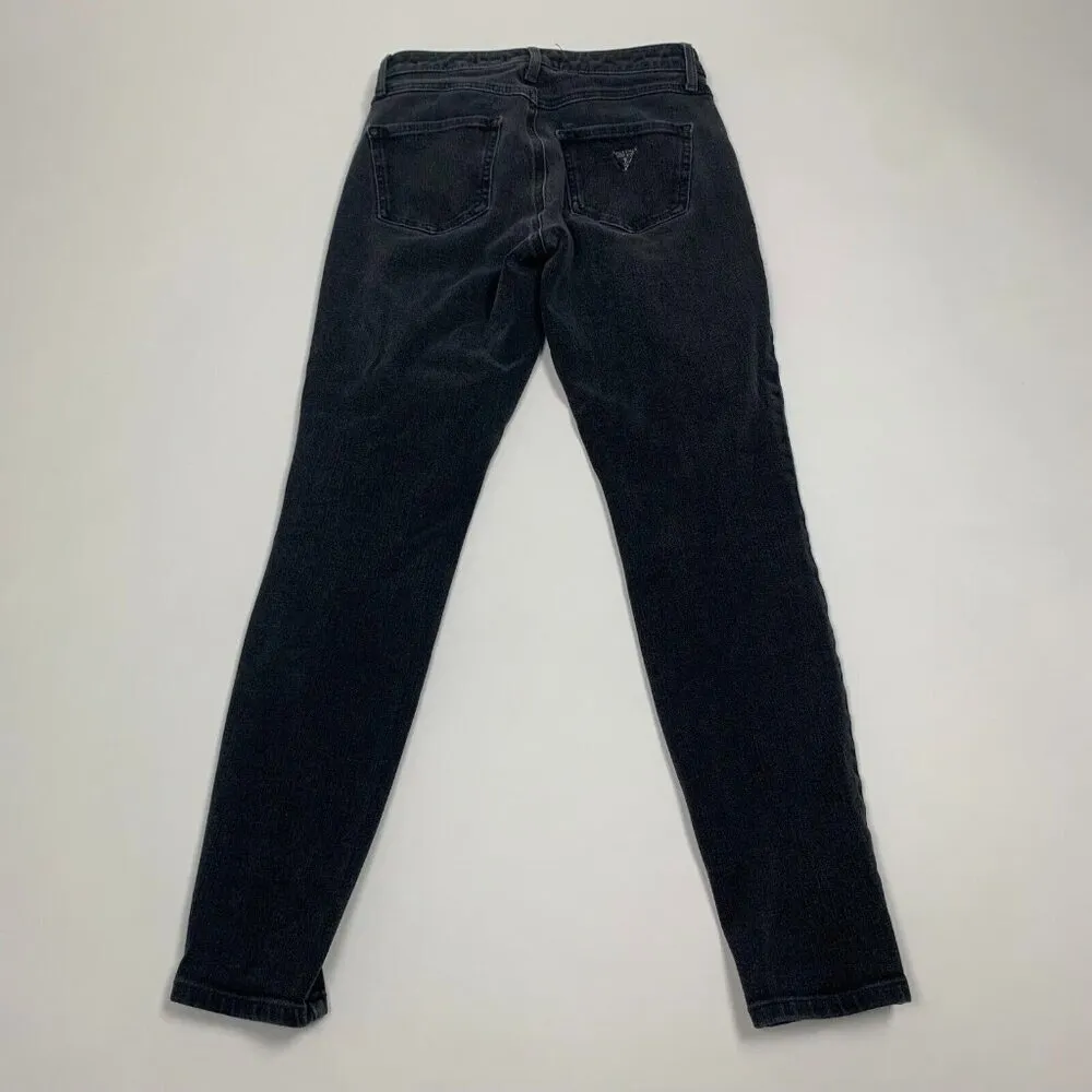 Guess Los Angeles Womens Jeans Black Size 25 1981 Skinny Dark Wash Button Zip - Image 2