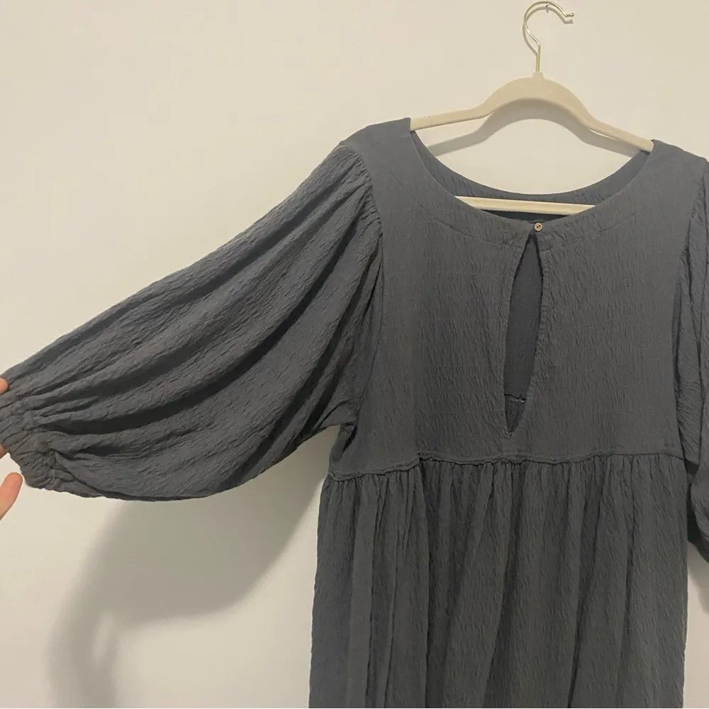 Free People Beach Gray Bubble Sleeve Tunic Style Mini Dress XS - Image 7