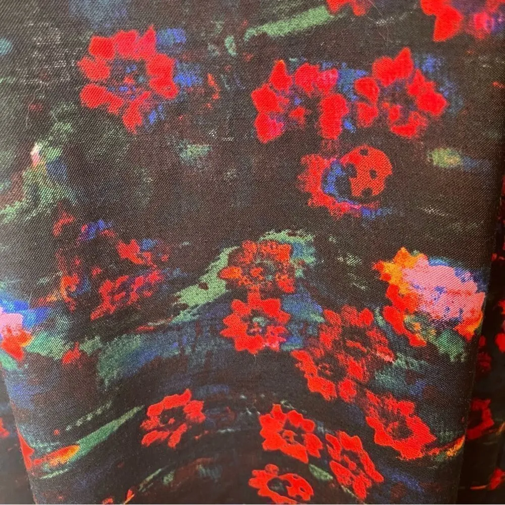 Rachel Comey x Target Kodak Red Floral Midi Dress Empire Waist Black 6 - Image 5