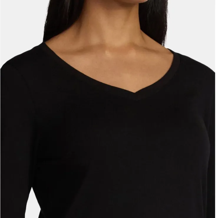 TIME and TRU Womens Long Sleeve V Neck T-Shirt Black Size Large 12-14 Cotton New - Image 5