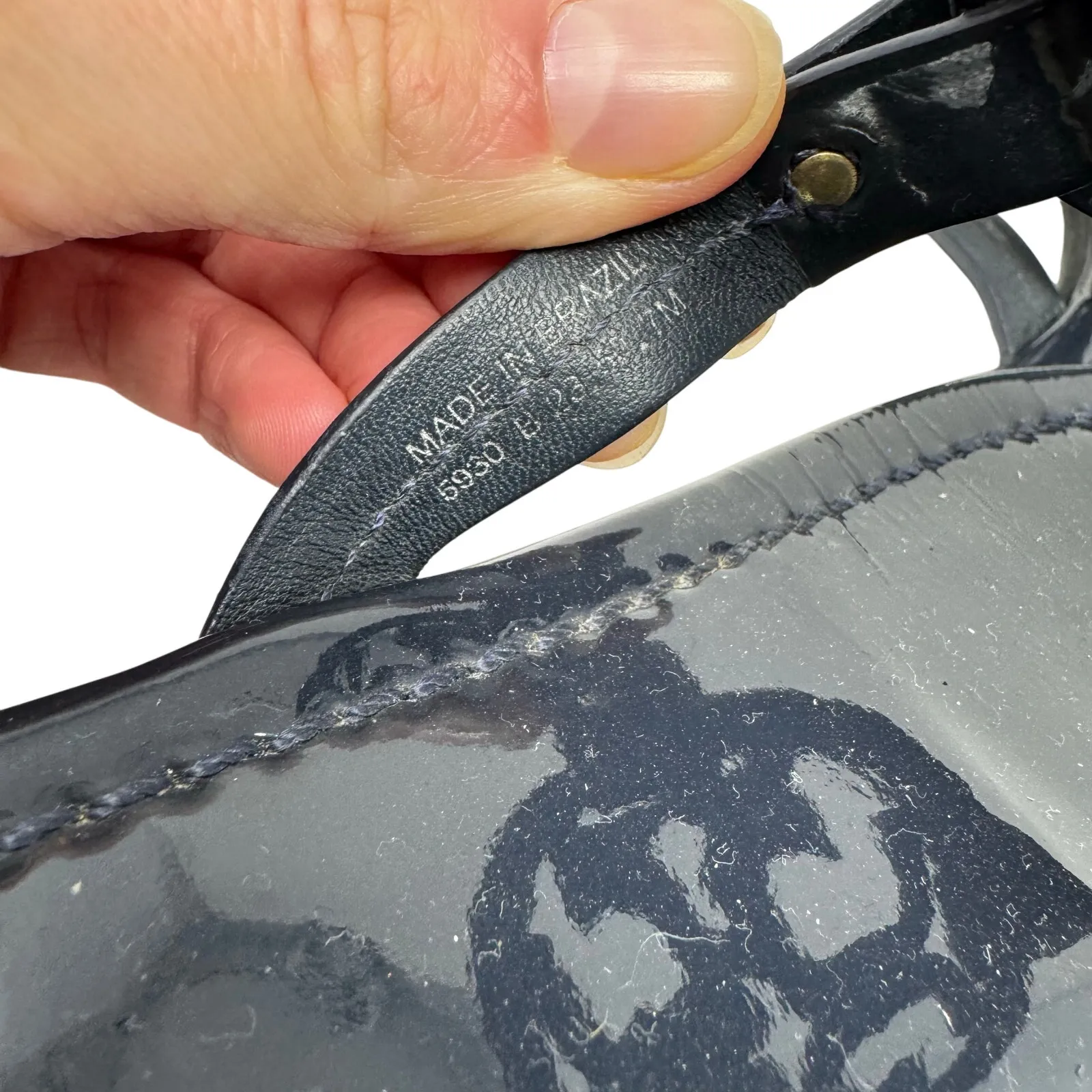 TORY BURCH Perfect Navy Blue Patent Leather Miller Classic Logo Sandals Size 7 - Image 8