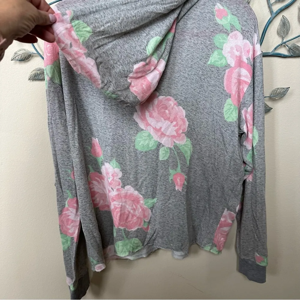 Just Be Womens grey with pink floral Maternity Pull Over Hoodie Shirt Sz M - Image 5