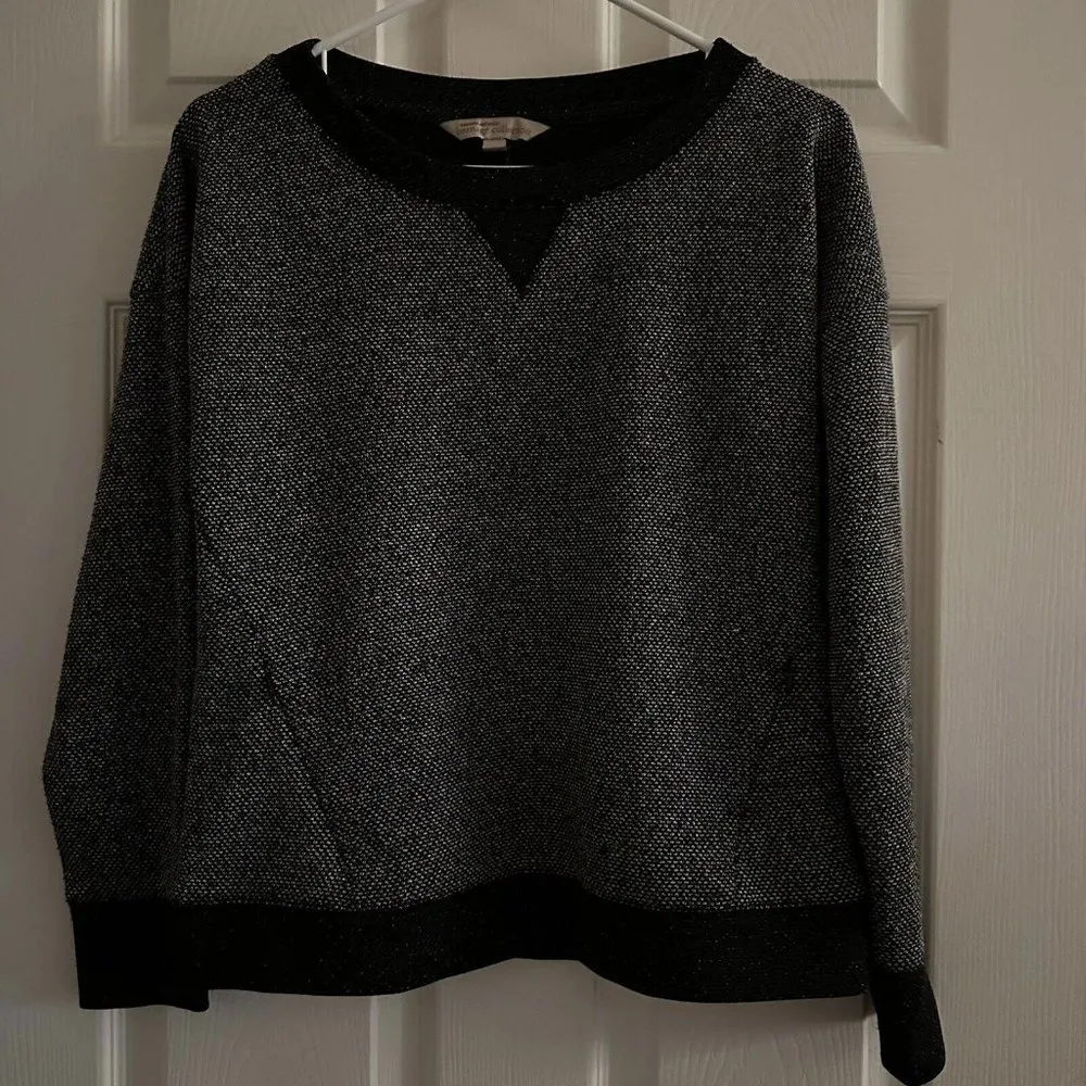 Women’s Banana Republic Heritage Black Textured Pullover Sweatshirt Size S Small - Image 3