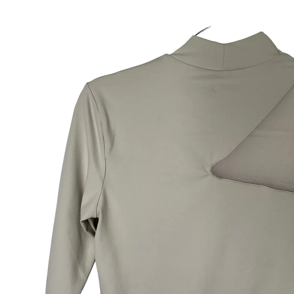 Abercrombie & Fitch Bodysuit Cream Mesh Sleeve Mock Neck L New - Image 9
