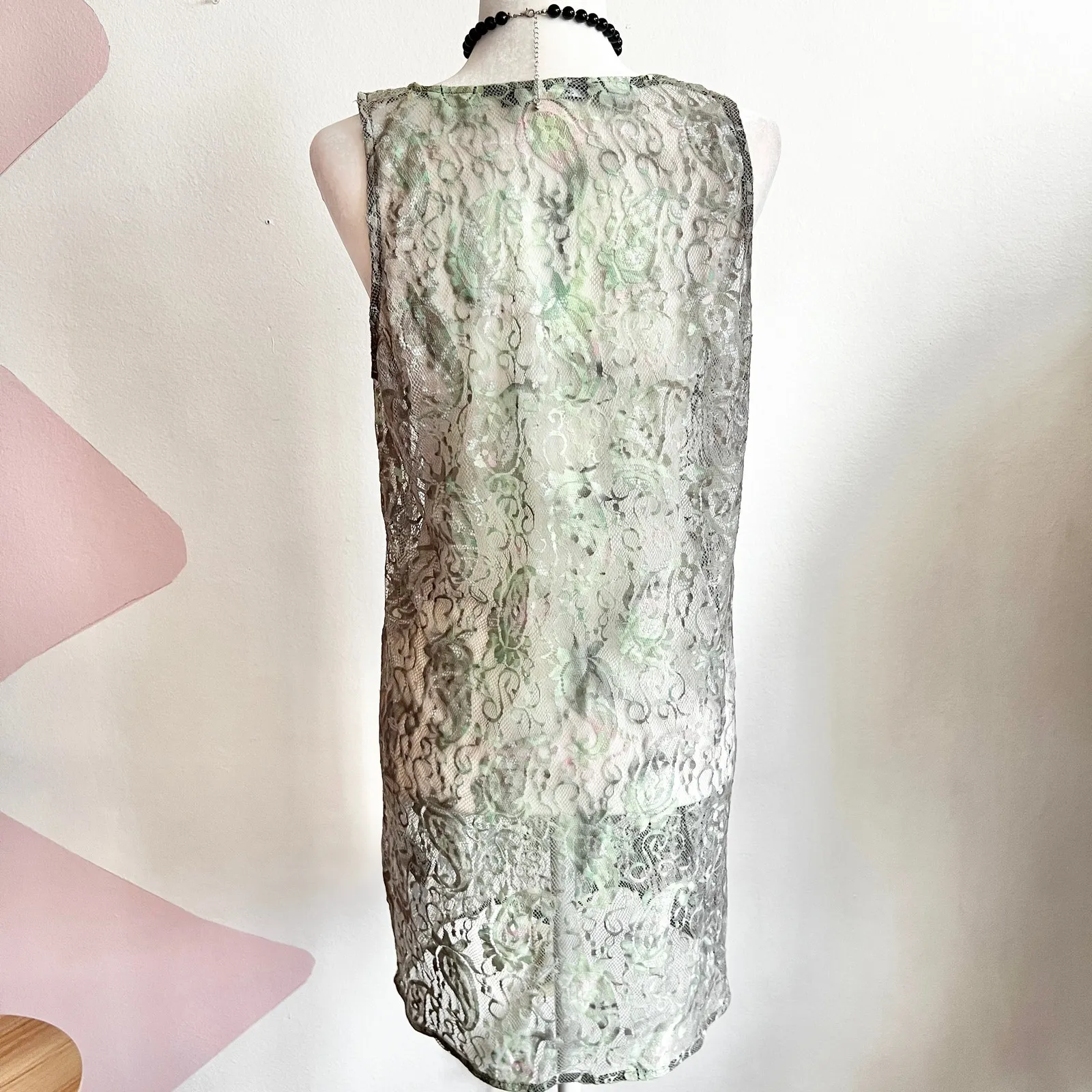 Green Lace Paisley Dress, Boho, Romantic, Cottagecore, Fairycore, Indie, Medium‎ - Image 3