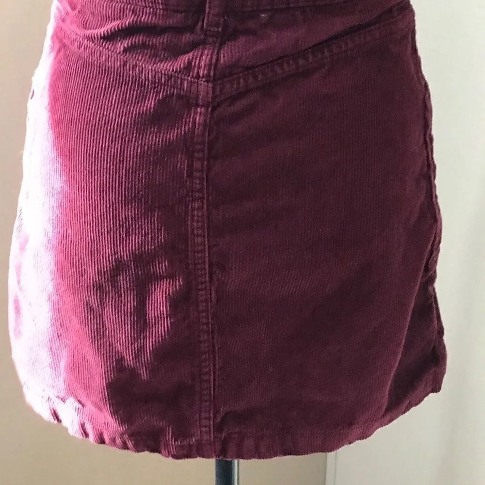 Topshop Moto Burgundy Corduroy Mini Skirt Size 4 - Image 14