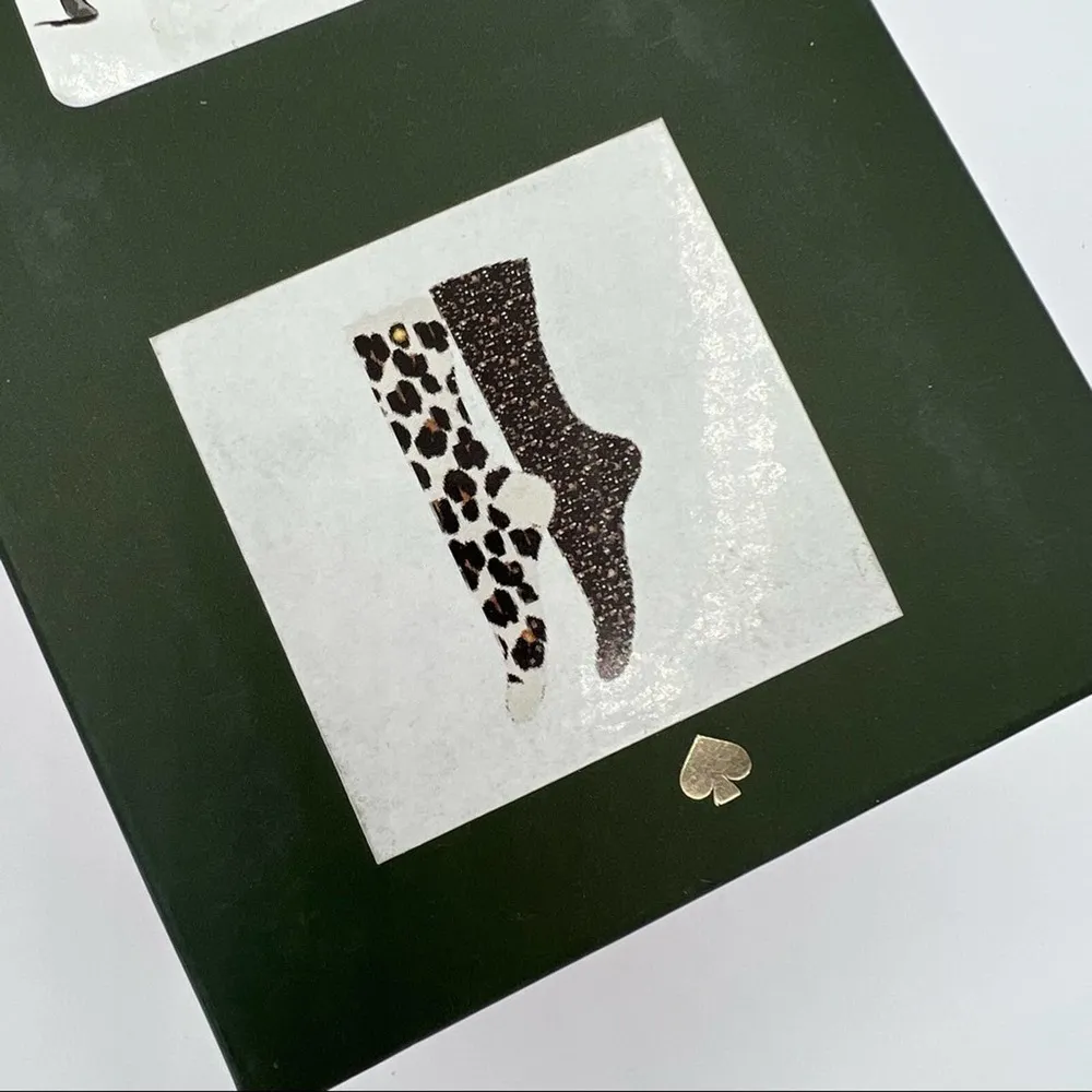 Kate Spade Cream Black Animal Print Crew Cozy Socks Women’s One Size Gift Box - Image 4