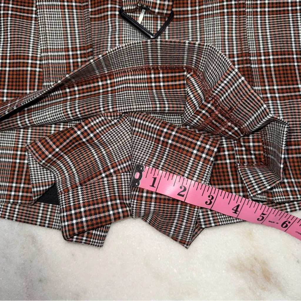 Free People Sage Rust Brown Plaid Micro Mini Skort - Image 15