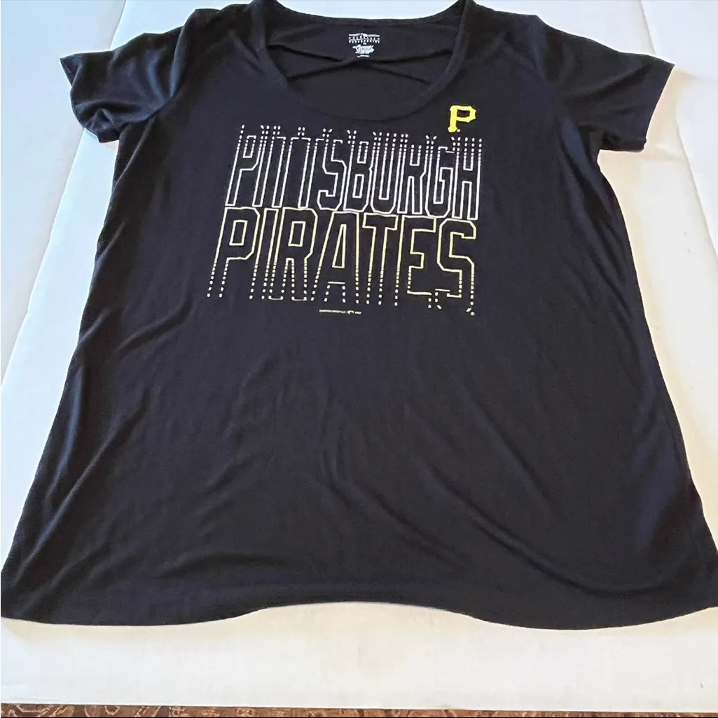 MLB Pittsburgh Pirates Campus Life‎ Womens Large Black Fitted Short Sleeve Shirt - Image 8