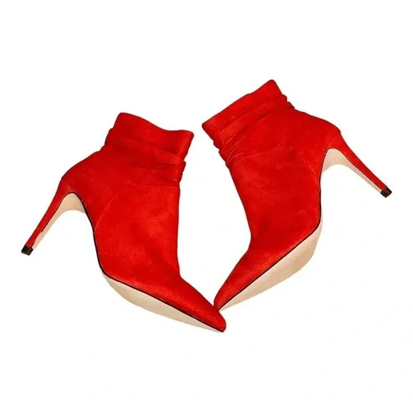 XOXO TANIAH POINTED TOE ANKLE‎ BOOTS STILETTO HEEL RED SUEDE WOMENS SIZE 7.5 - Image 9