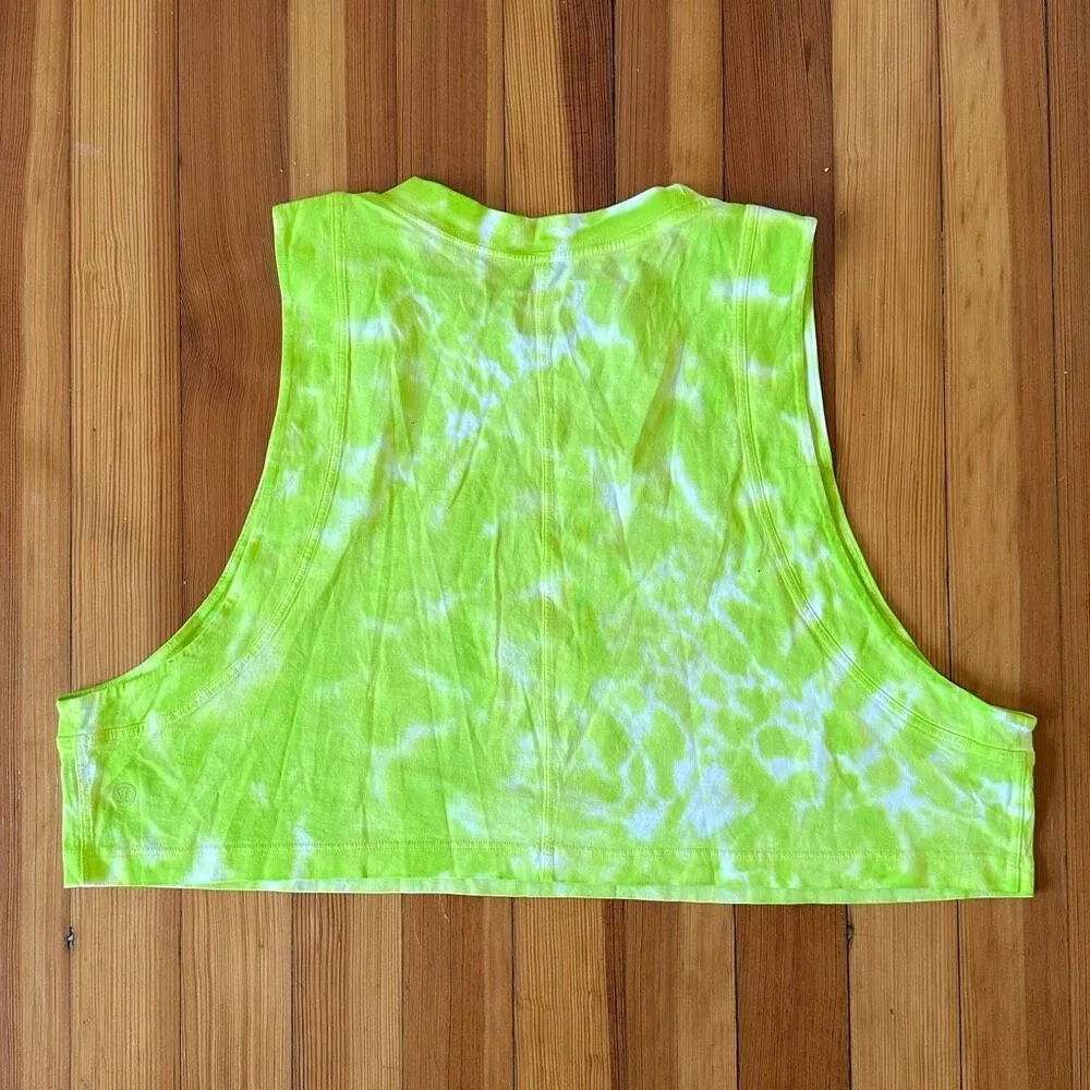 Lululemon All Yours Cropped Cotton Tank Top in Marmoleado Tie Dye Eccentric Lime - Image 4