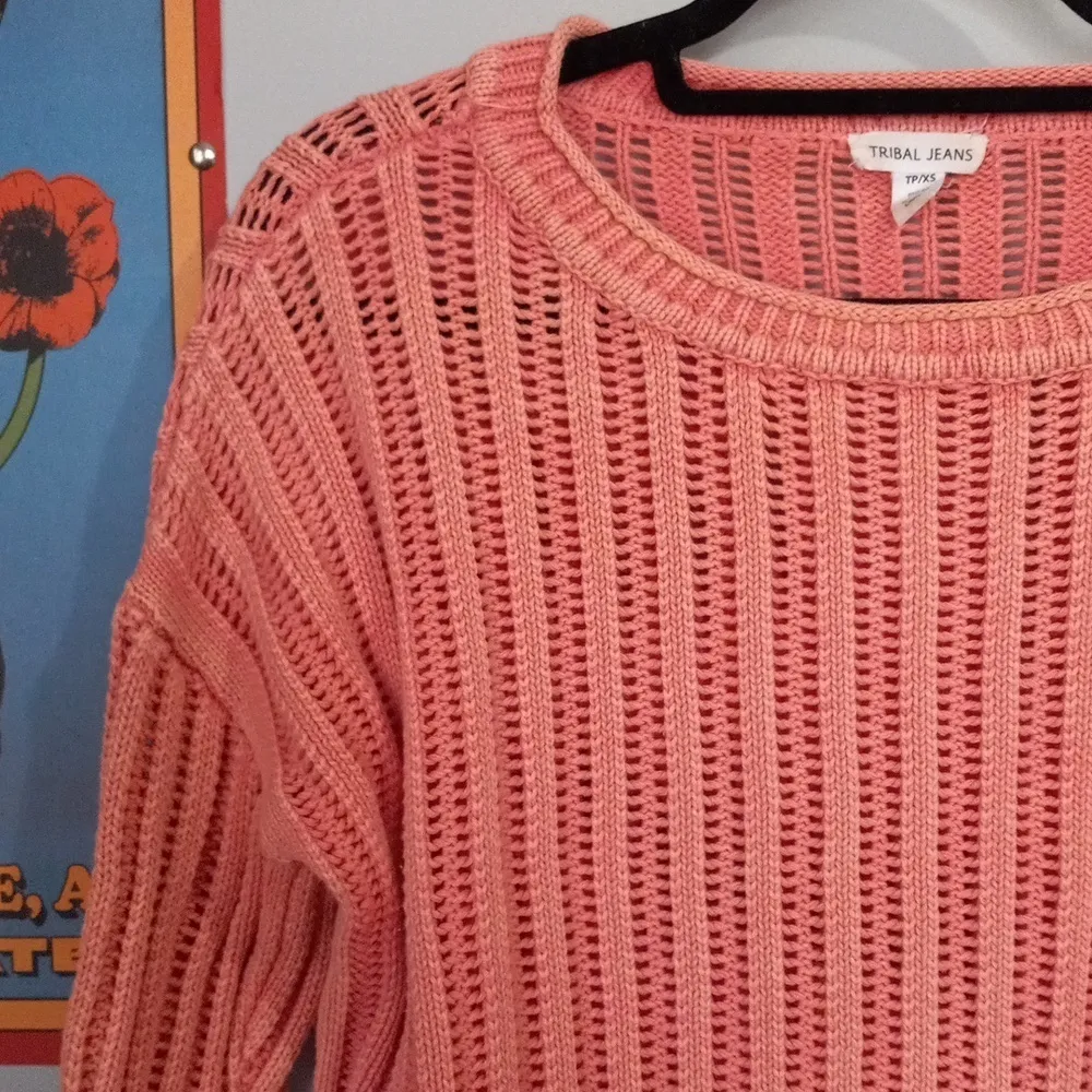 Tribal Open Rib Scoop Neck Sweater in Pink Tulip Size XS - Image 14