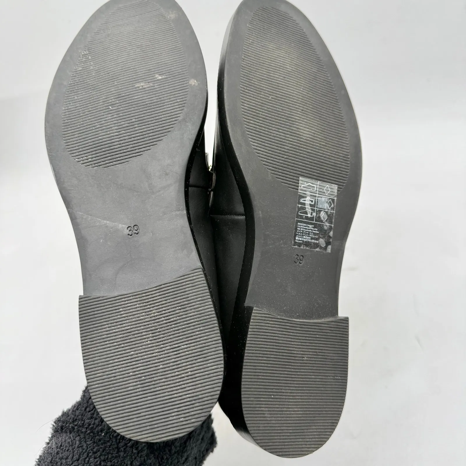 H&M Black Faux Leather Horsebit Loafers Women’s Size 8 Designer Classic Flats - Image 8