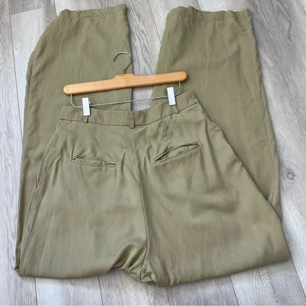 Reformation Mason Pant pleated wide leg womens Green (size 12) minimalist office - Image 6